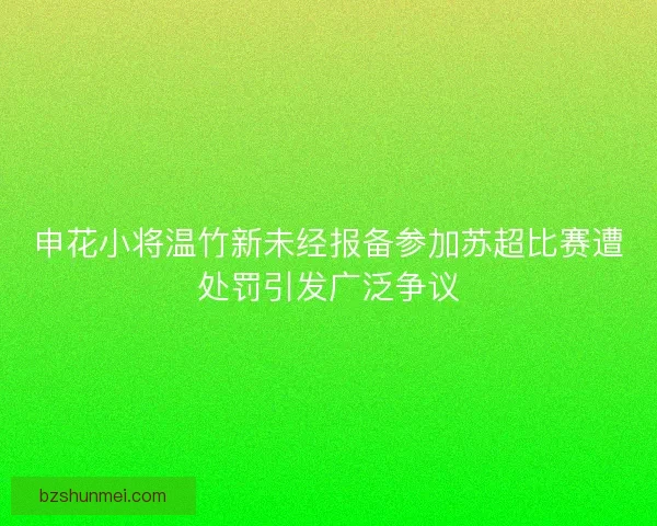 申花小将温竹新未经报备参加苏超比赛遭处罚引发广泛争议
