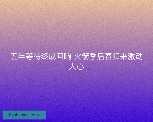 五年等待终成回响 火箭季后赛归来激动人心
