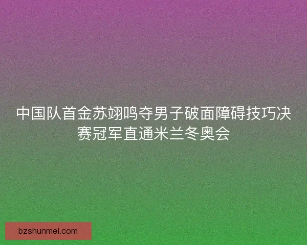 中国队首金苏翊鸣夺男子破面障碍技巧决赛冠军直通米兰冬奥会